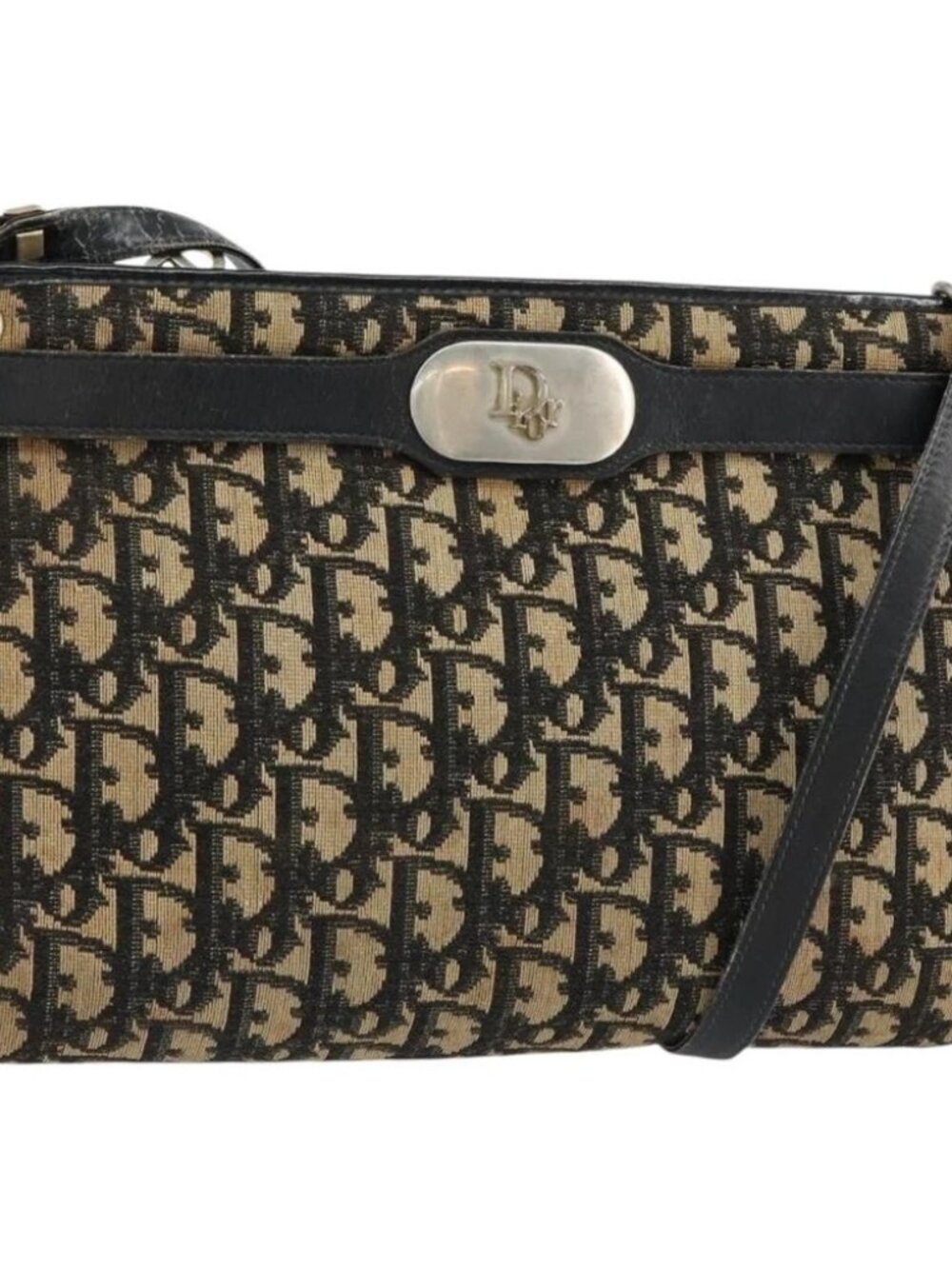 Christian Dior Trotter Canvas Shoulder Bag Navy Auth - Picture 1 of 16